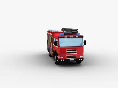 Fire Truck Lowpoly Low-poly 3D model