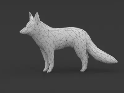 Low Poly Fox polygonal Low-poly 3D model buy