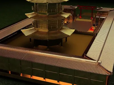 Chinese ancient tower  3D model purchase