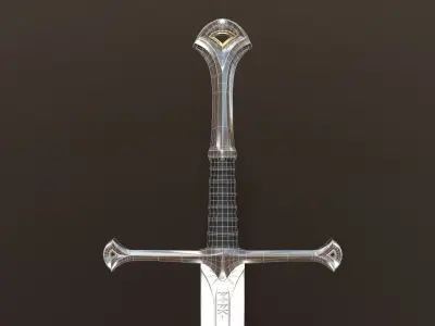 Anduril Long Sword LOTR - PBR Low Poly Model Free low-poly 3D model