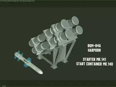 NATO RGM 84A Harpoon antiship missile and Launcher Mk 141 3D model