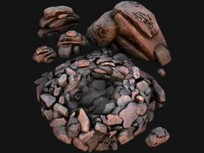 Coal Deposits Ore Industrial Resources Low-poly 3D model