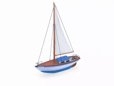 Sailing Yacht 02 Low-poly PBR Low-poly 3D model