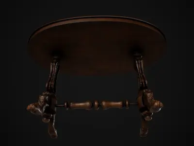 Vintage Wooden Table game asset Low-poly 3D model