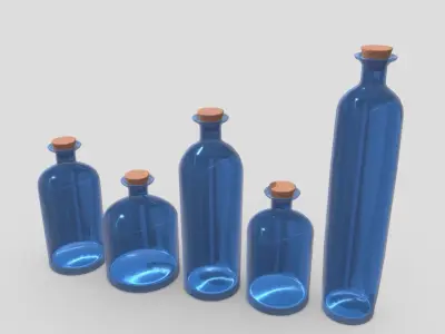 Blue Bottles Low-poly 3D model