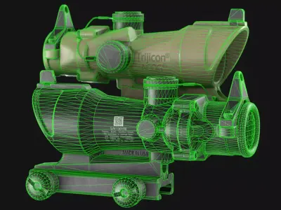 Trijicon ACOG TA01NSN 4x32 Rifle Scope - Game Asset Low-poly 3D model