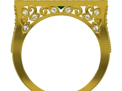 Antique Art Deco Style Cocktail Ring 3D print model