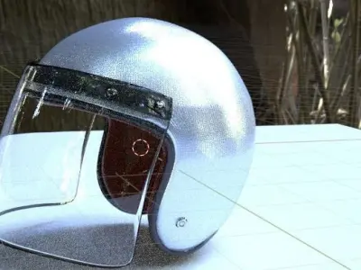 Motorcycle Helmet with Visor Vintage Low-poly 3D model
