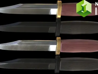 Low poly Knife four different knives Low-poly 3D model