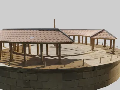 lowpoly well detailed Medieval stadium Low-poly 3D model