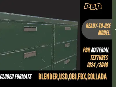 Militar Cabinet Modelo 3D Low-poly 3D model