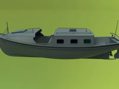 Motorboat 1960 Low-poly 3D model