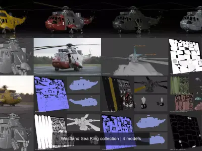 Westland Sea King collection 3D Model Pack
