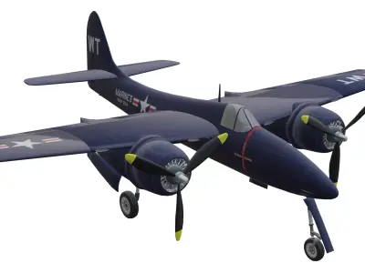 Grumman F7F Tigercat Low-poly 3D model purchase
