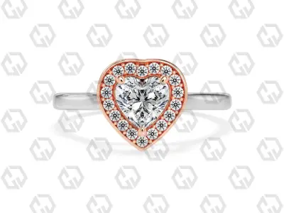 Ring 184 Heart Shape Cathedral Halo with Gems 3D print model