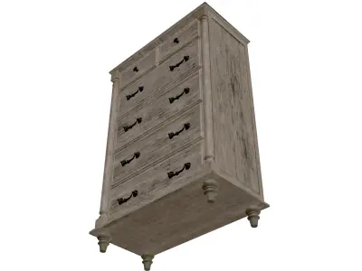 Rustic Wooden Chest of Drawers Low-poly 3D model
