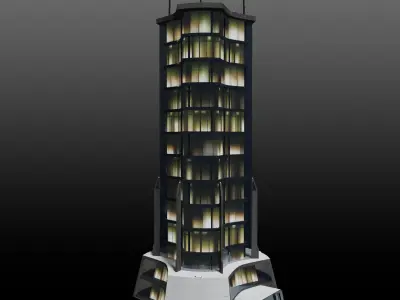 Sci-fi Mansion Low-poly 3D model