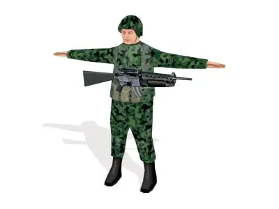 soldier 1 in camouflage uniform Free low-poly 3D model