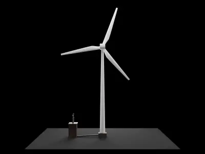 Wind Turbine Animated 3D Model Low-poly 3D model