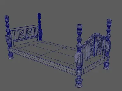 Bed frame antique Free 3D model