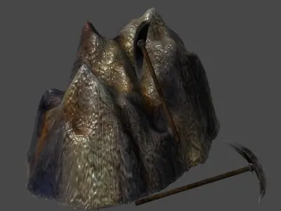 picax1 mountain with axe Low-poly 3D model