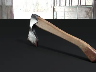 axe with blood  3D model