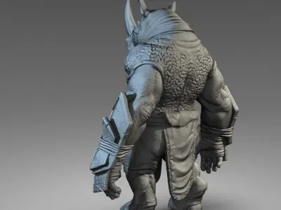 Rhino warrior 3D print model