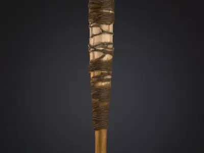 Rustic Baseball Bat 3D Model - Metal Wire Wrapped Vintage Bat Low-poly 3D model