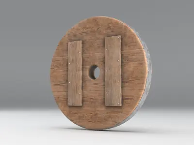Solid Old Wooden Wheel Free low-poly 3D model