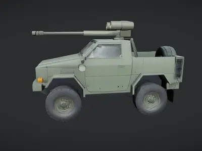 military armored vehicle with mounted cannon 3D model