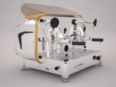 Faema e61 espresso machine and  FP Grinder with a coffee cup 3D model