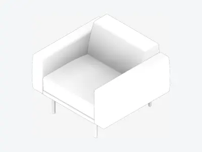 Seat - Sofa - Simplicity - Single Low-poly 3D model