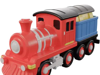Train Toy Stylized Plastic Toy Low-poly 3D model