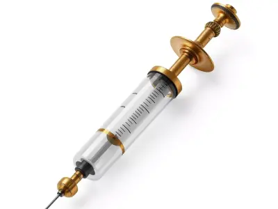 Vintage Medical Syringe 3D Model Low-poly 3D model