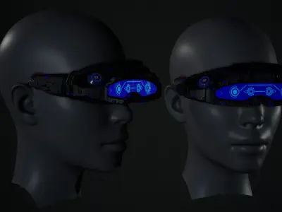 Sci fi Glasses Goggles 2 Low-poly 3D model
