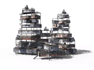 Sci Fi building pack - Building Stack - DMP asset pack - 3D model
