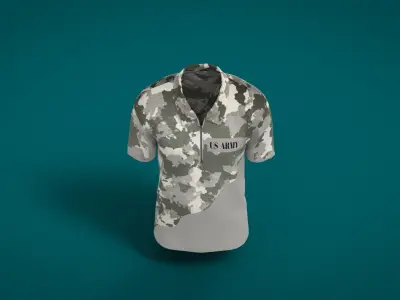 Military Outfit - T-shirt Low-poly 3D model 7