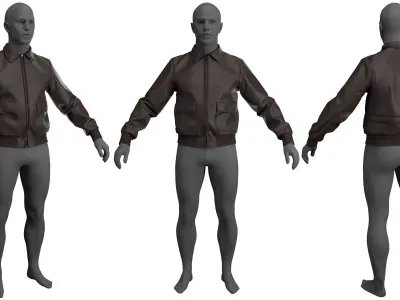 Aviators Leather Flight Jacket - Marvelous Designer  3D model