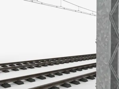Railway Track and Catenary 3D model