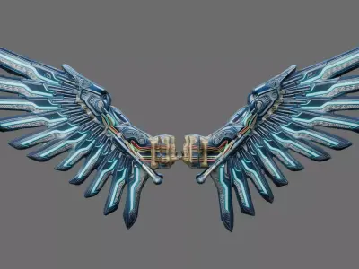 Sci-Fi Neon Circuit Wings 3D Model Low-poly 3D model