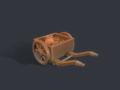 Stylized Wheelbarrow Low-poly 3D model buy