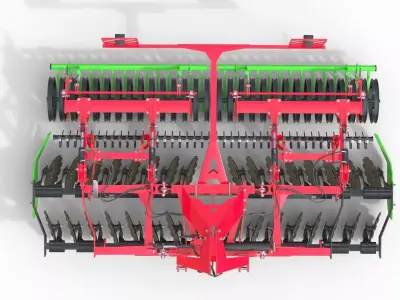 Trailed Disc harrow Low-poly 3D model