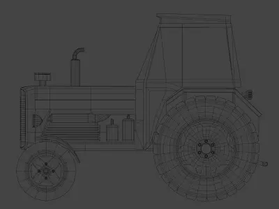 90s Generic European Light Tractor Low-poly 3D model