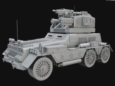 Concept combat vehicle 1-Clay Version 3D model