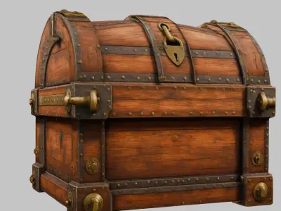 mighty wooden chest Low-poly 3D model