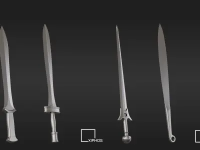 40 Ancient Sword Basemesh Vol1 Low-poly 3D model