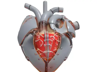 Cybernetic Heart with Glowing Tubes 3D model