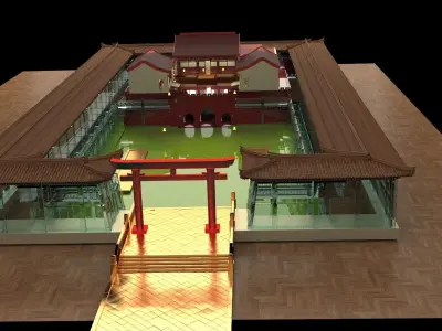 Chinese ancient house  3D model 6