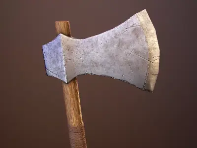 Medieval one-sided axes pack Low-poly 3D model