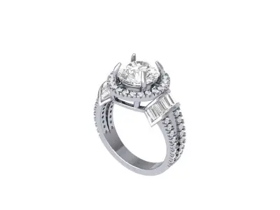 Solitaire Engagement Art Deco Ring 3D print model 75